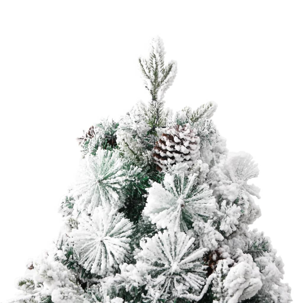 Kerstboom met LED en dennenappels en sneeuw 225 cm PVC en PE