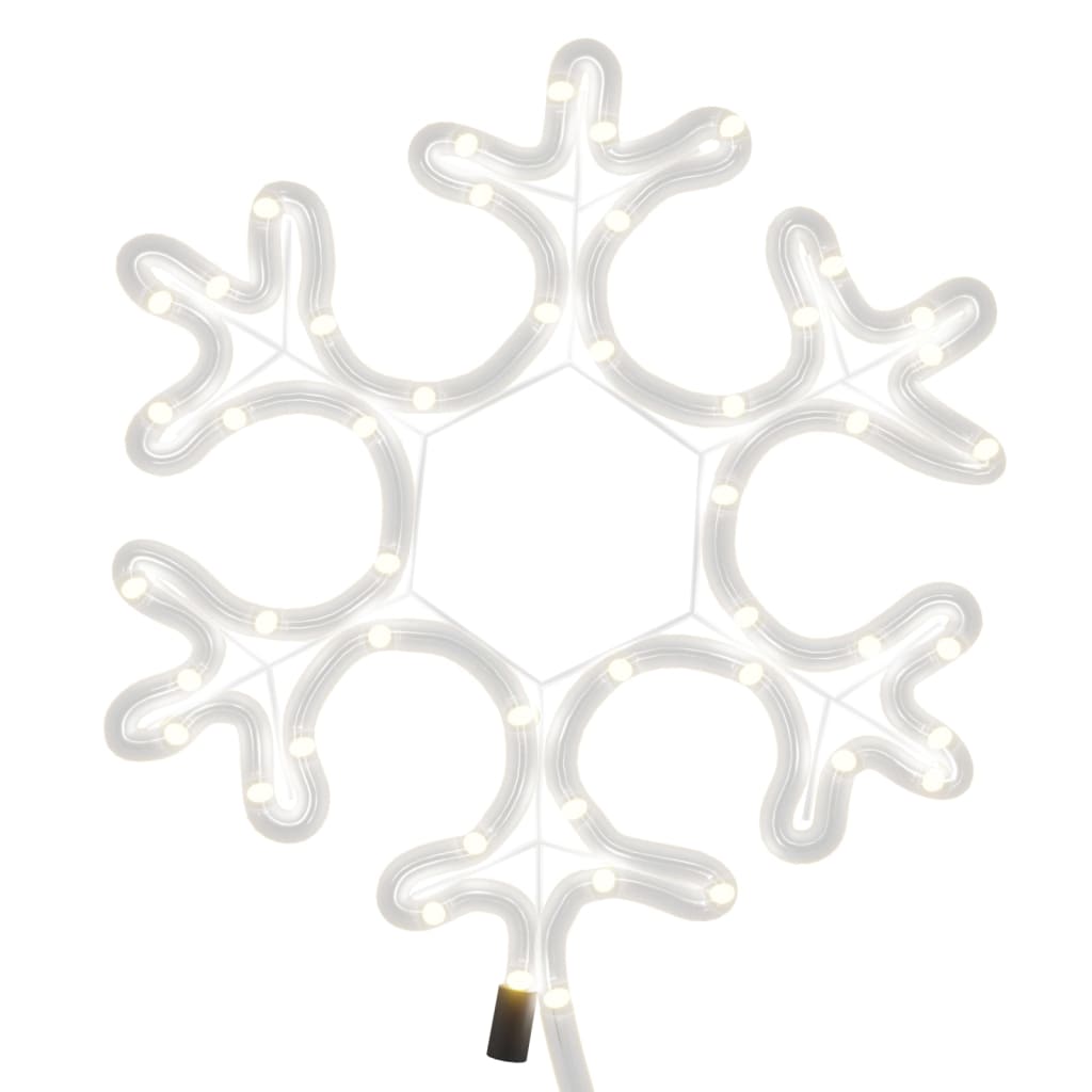 Kerstfiguur sneeuwvlok met 48 warmwitte LED's 27x27 cm