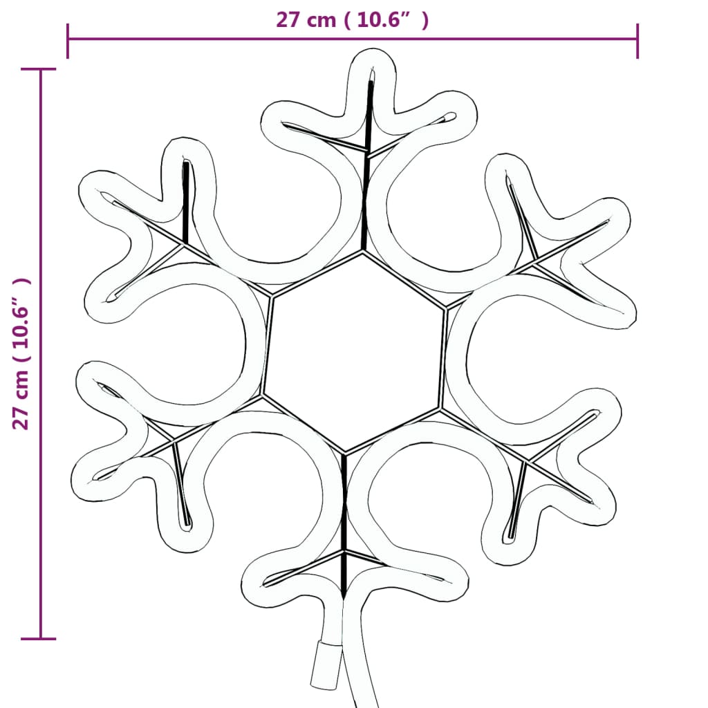 Kerstfiguur sneeuwvlok met 48 warmwitte LED's 27x27 cm