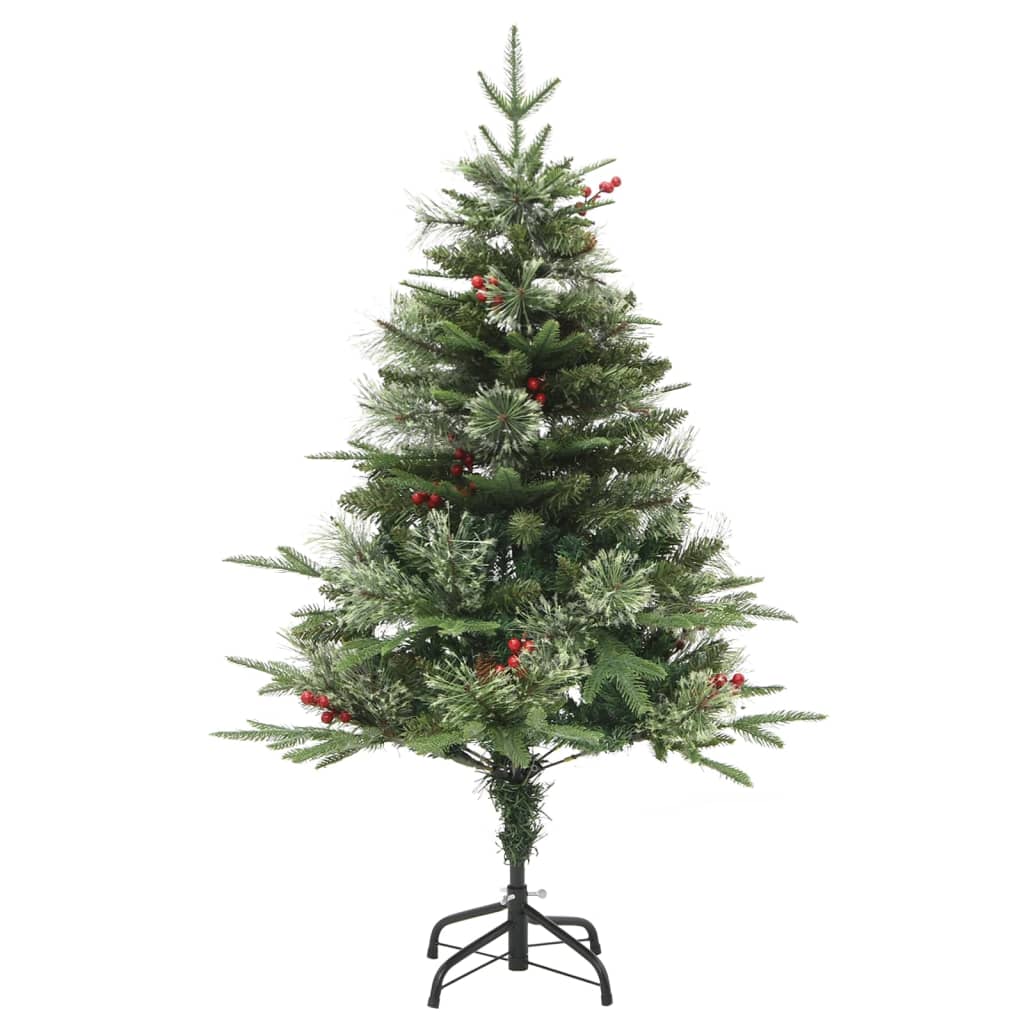 Kerstboom met LED en dennenappels 150 cm PVC en PE groen