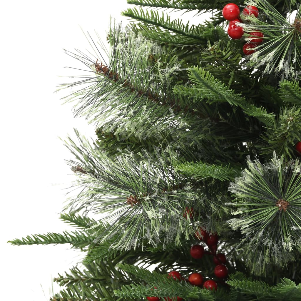 Kerstboom met LED en dennenappels 150 cm PVC en PE groen