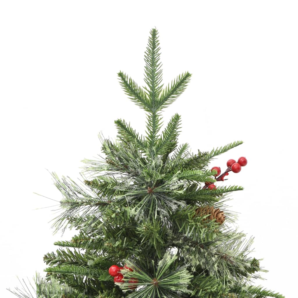 Kerstboom met LED en dennenappels 150 cm PVC en PE groen