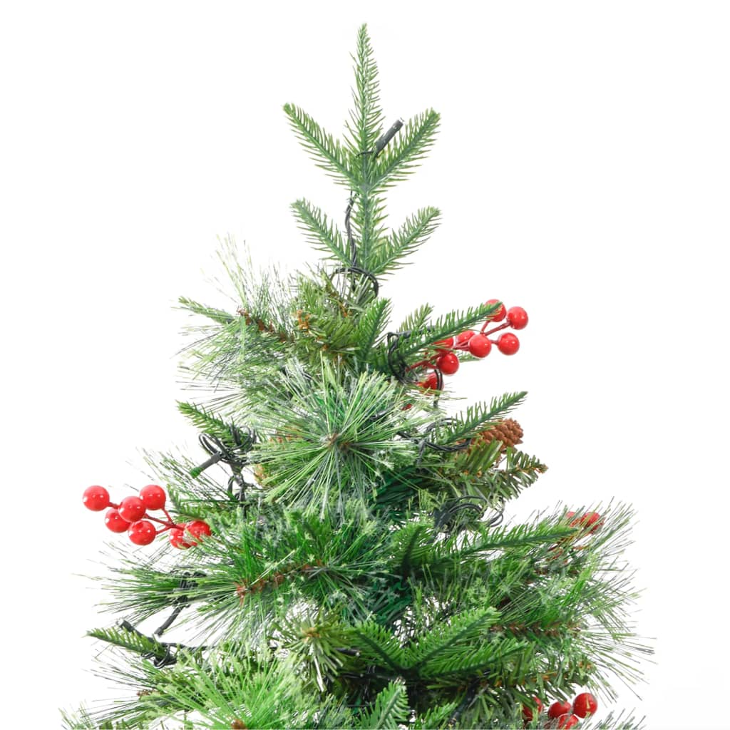 Kerstboom met LED en dennenappels 195 cm PVC en PE groen