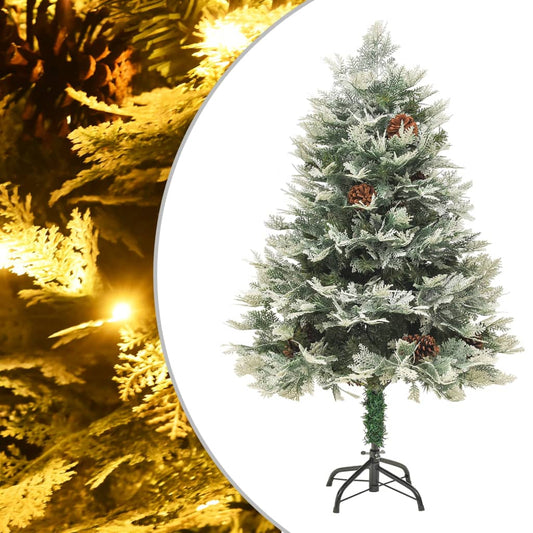 Kerstboom met LED en dennenappels 120 cm PVC en PE groen