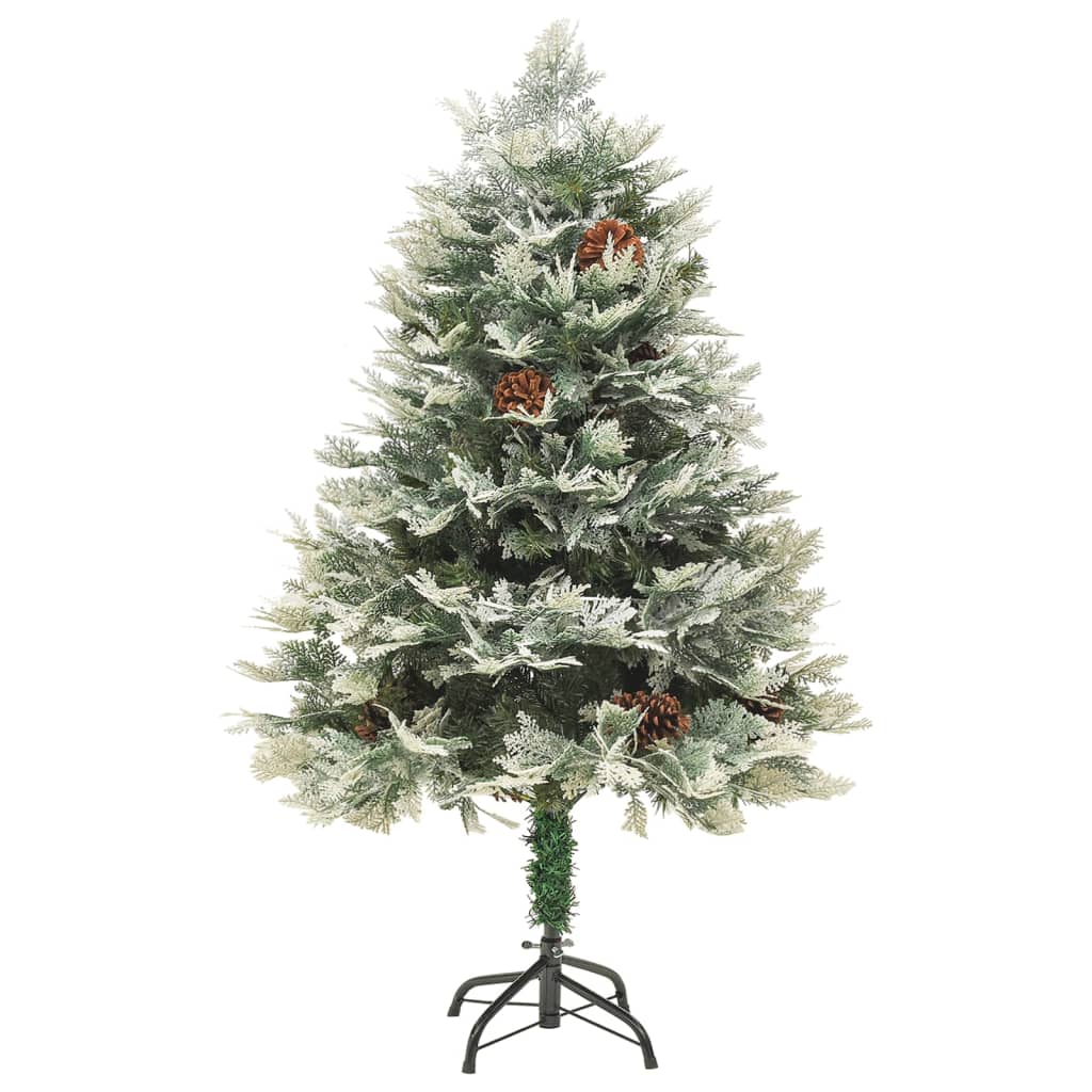 Kerstboom met LED en dennenappels 120 cm PVC en PE groen