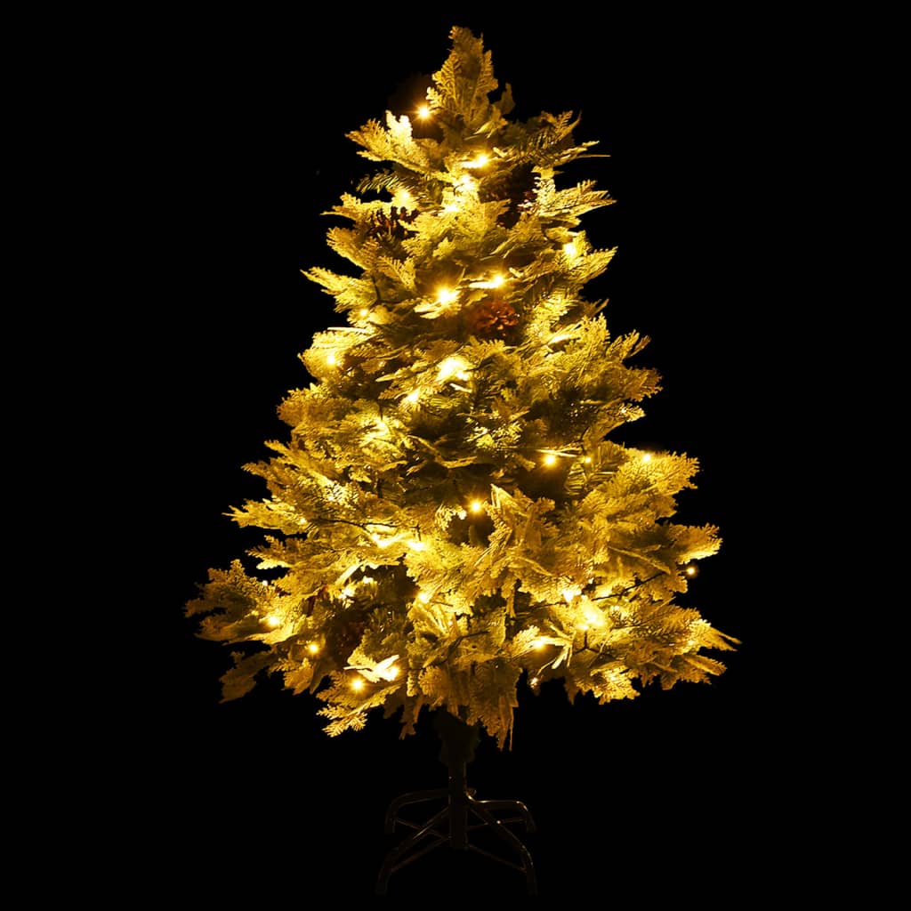 Kerstboom met LED en dennenappels 120 cm PVC en PE groen