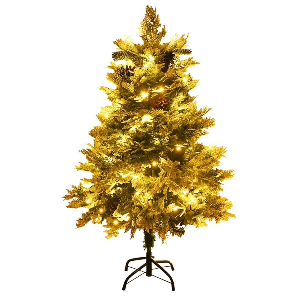 Kerstboom met LED en dennenappels 120 cm PVC en PE groen