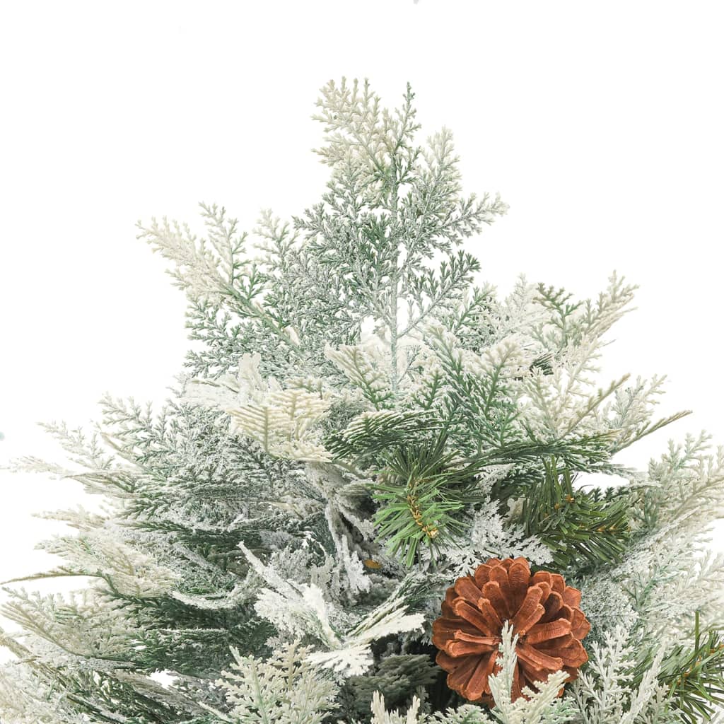 Kerstboom met LED en dennenappels 120 cm PVC en PE groen