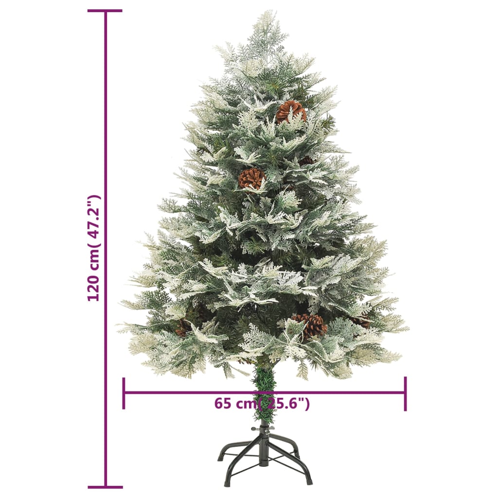 Kerstboom met LED en dennenappels 120 cm PVC en PE groen