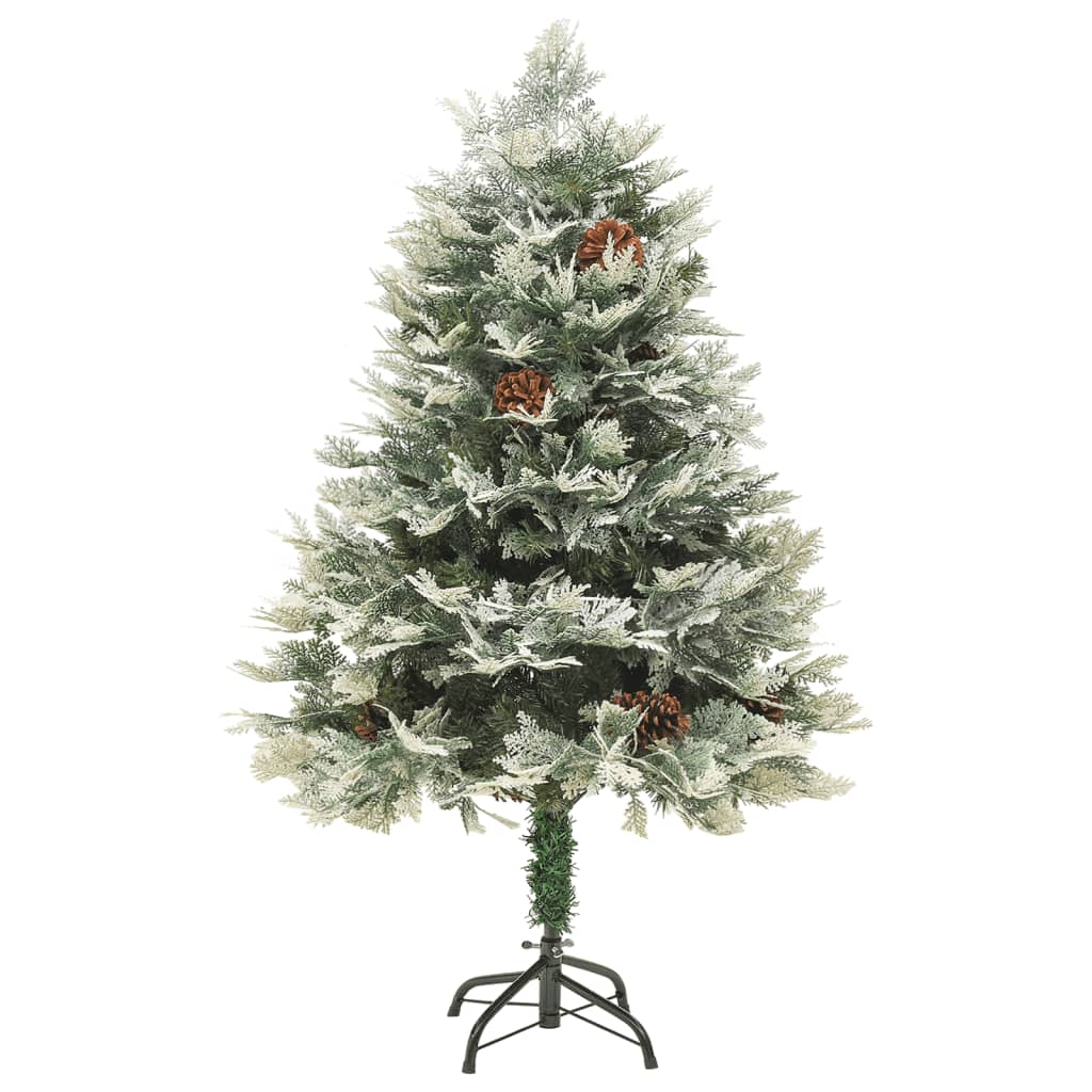 Kerstboom met LED en dennenappels 150 cm PVC en PE groen