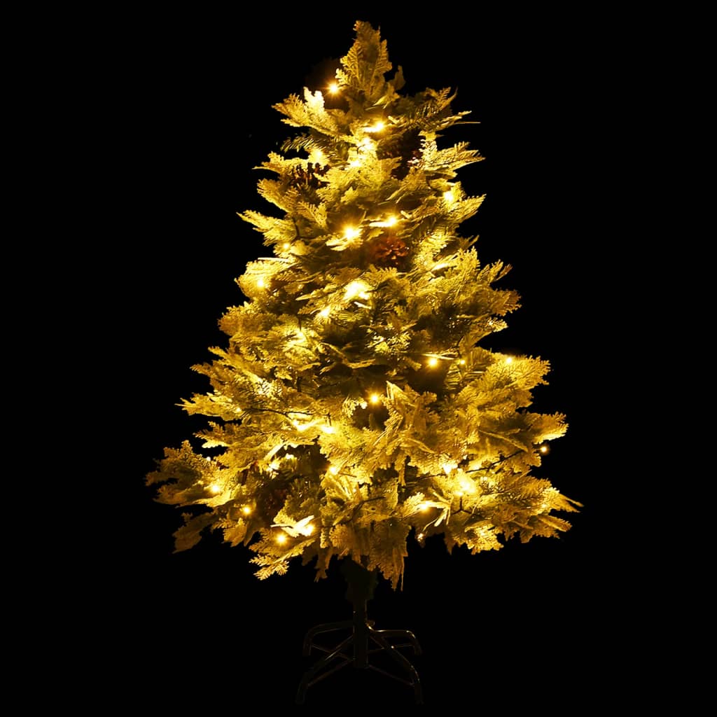 Kerstboom met LED en dennenappels 150 cm PVC en PE groen