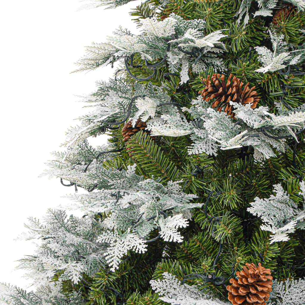 Kerstboom met LED en dennenappels 225 cm PVC en PE groen