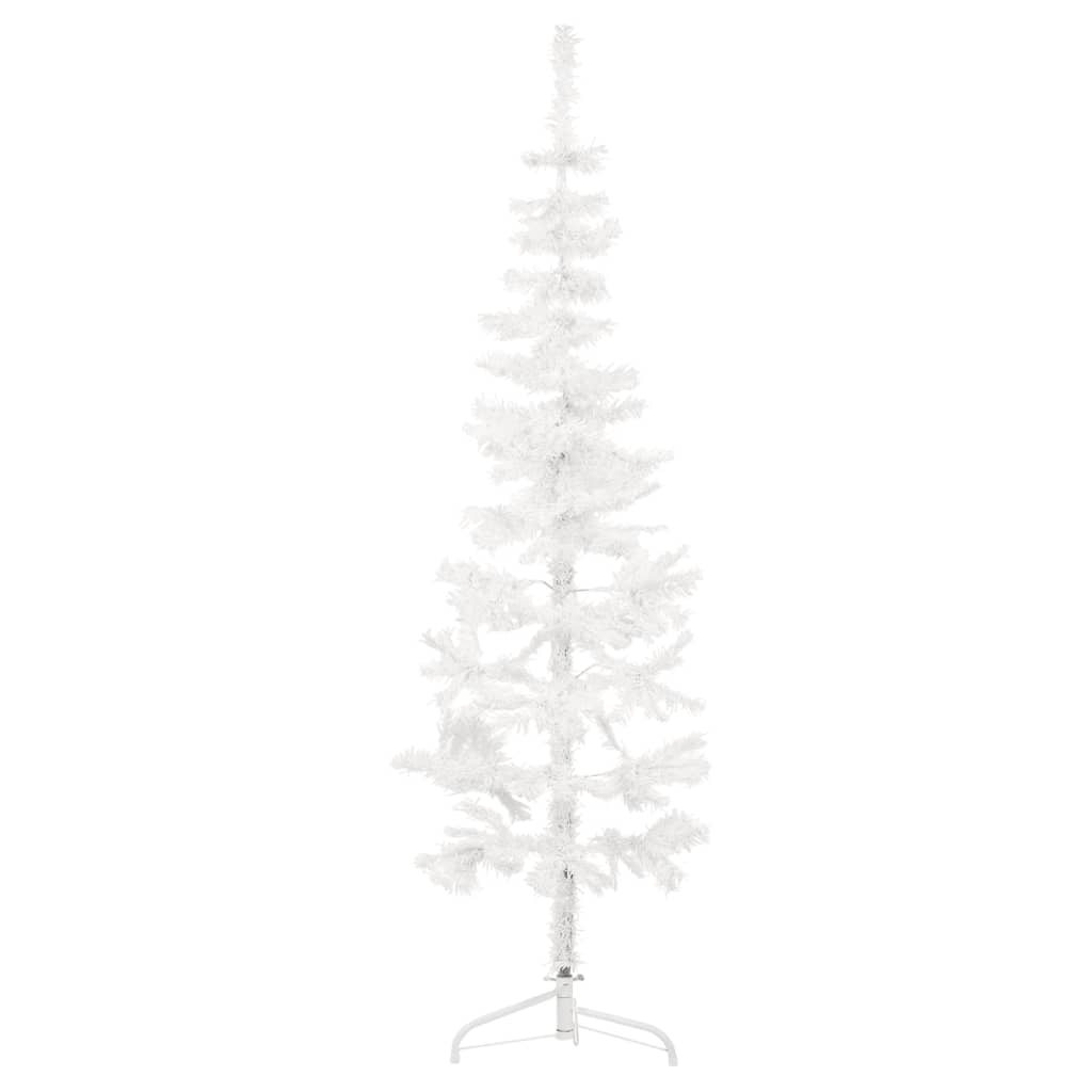 Kunstkerstboom half met standaard smal 120 cm wit