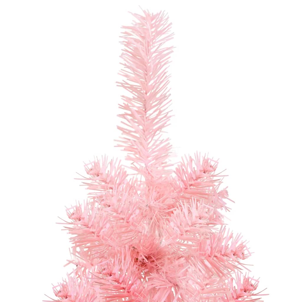 Kunstkerstboom half met standaard smal 150 cm roze