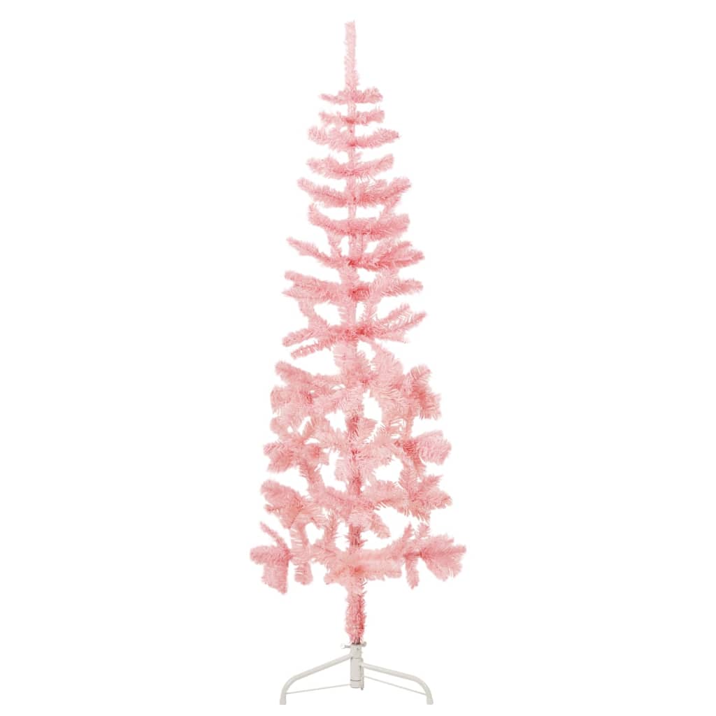 Kunstkerstboom half met standaard smal 180 cm roze