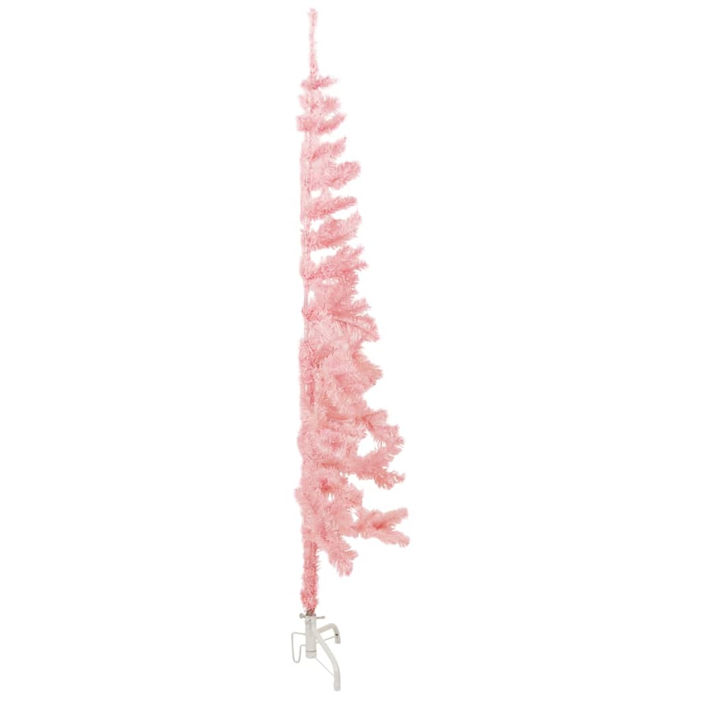 Kunstkerstboom half met standaard smal 180 cm roze