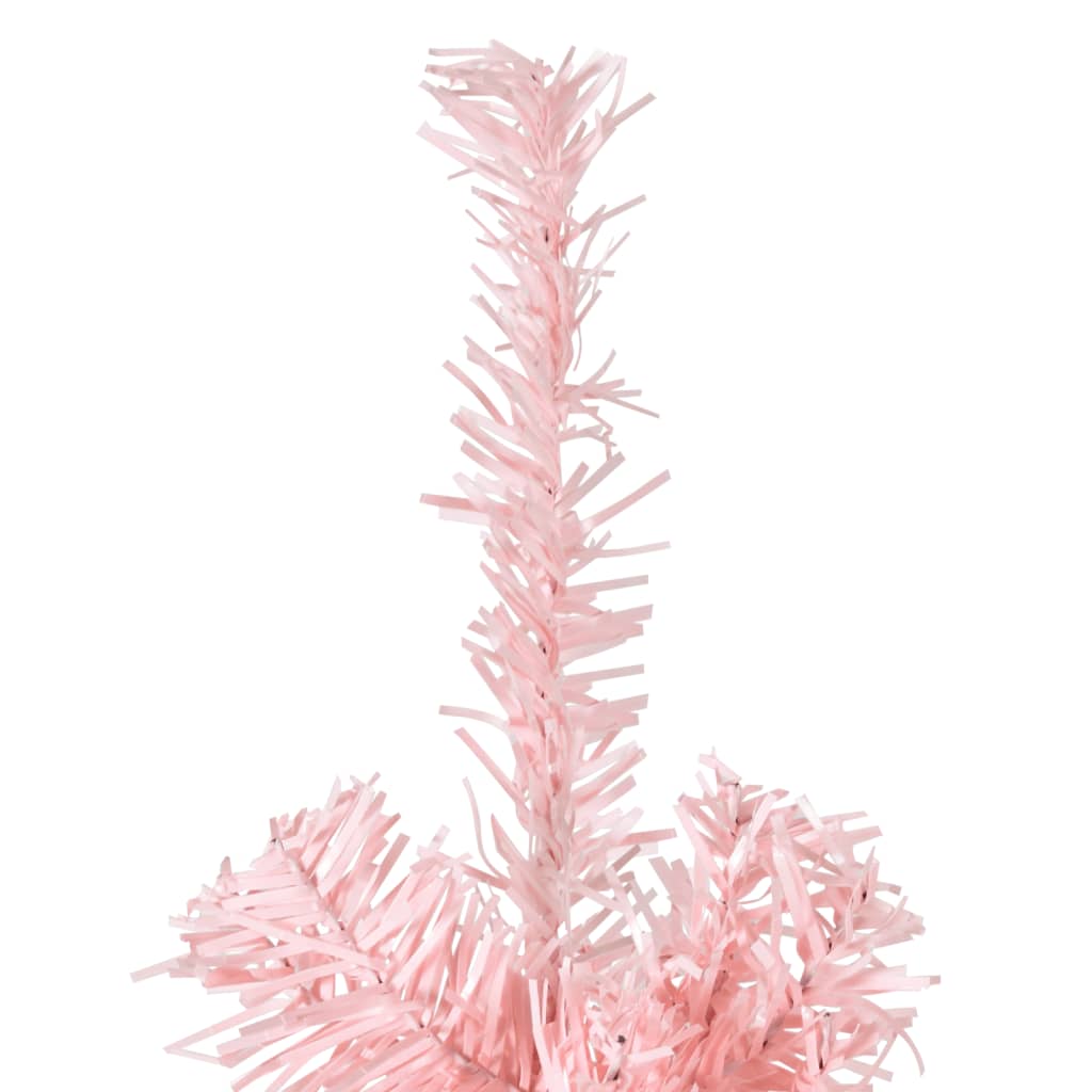 Kunstkerstboom half met standaard smal 210 cm roze