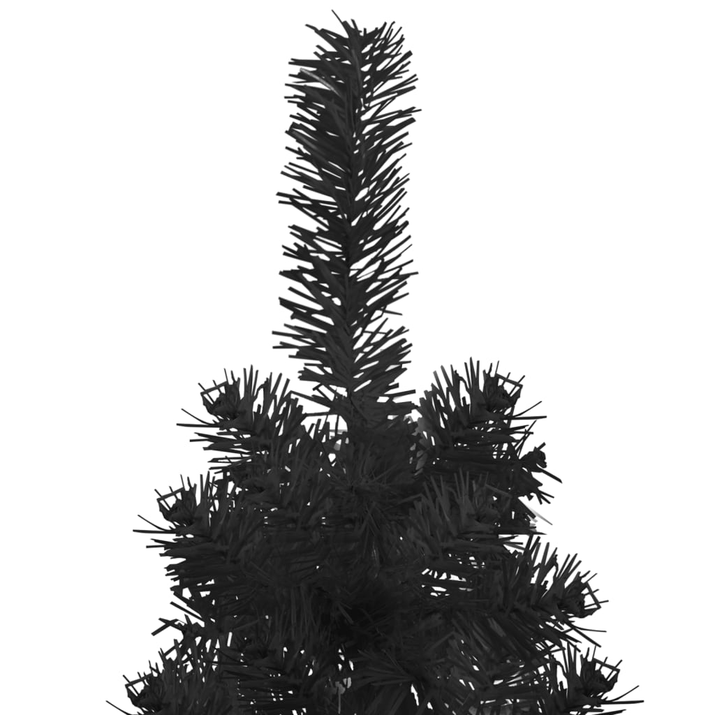 Kunstkerstboom half met standaard smal 150 cm zwart