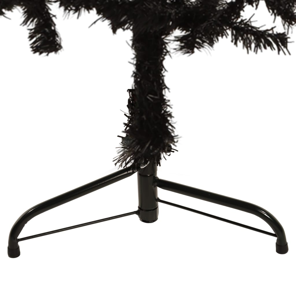 Kunstkerstboom half met standaard smal 150 cm zwart