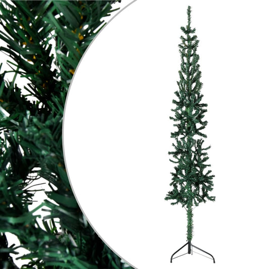 Kunstkerstboom half met standaard smal 120 cm groen