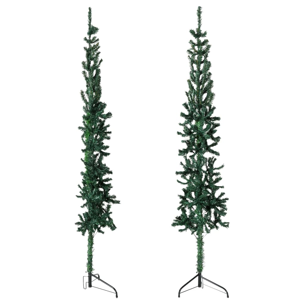 Kunstkerstboom half met standaard smal 120 cm groen