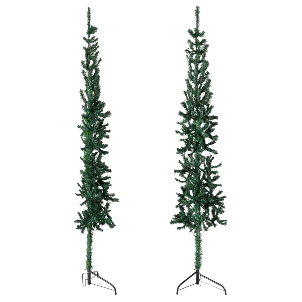 Kunstkerstboom half met standaard smal 240 cm groen