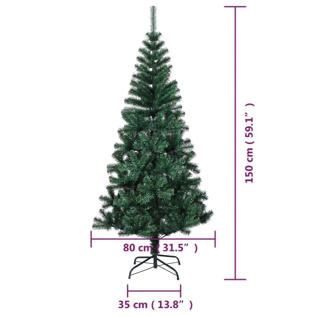 Kunstkerstboom met iriserende uiteinden 150 cm PVC groen