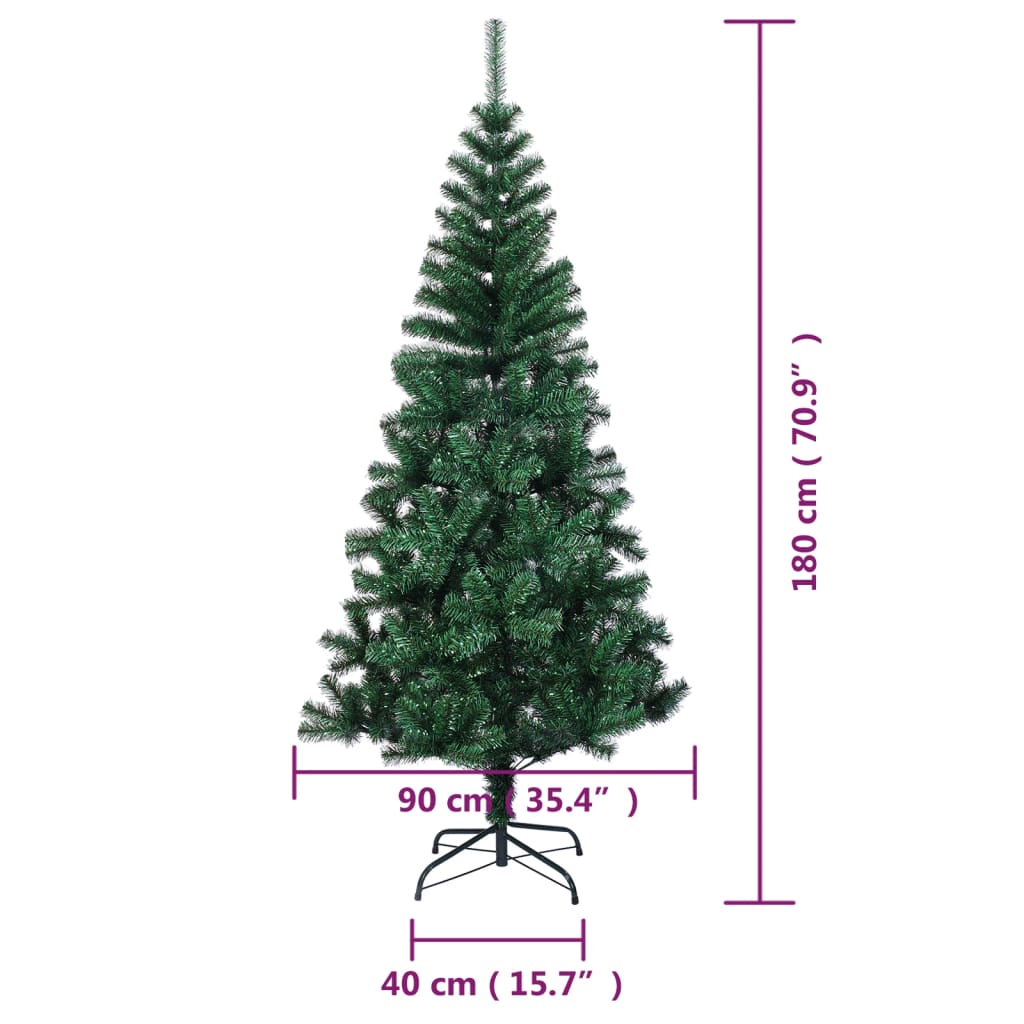 Kunstkerstboom met iriserende uiteinden 180 cm PVC groen