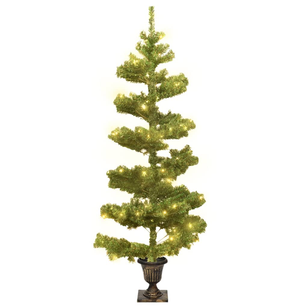 Kunstkerstboom met verlichting en pot 120 cm PVC groen