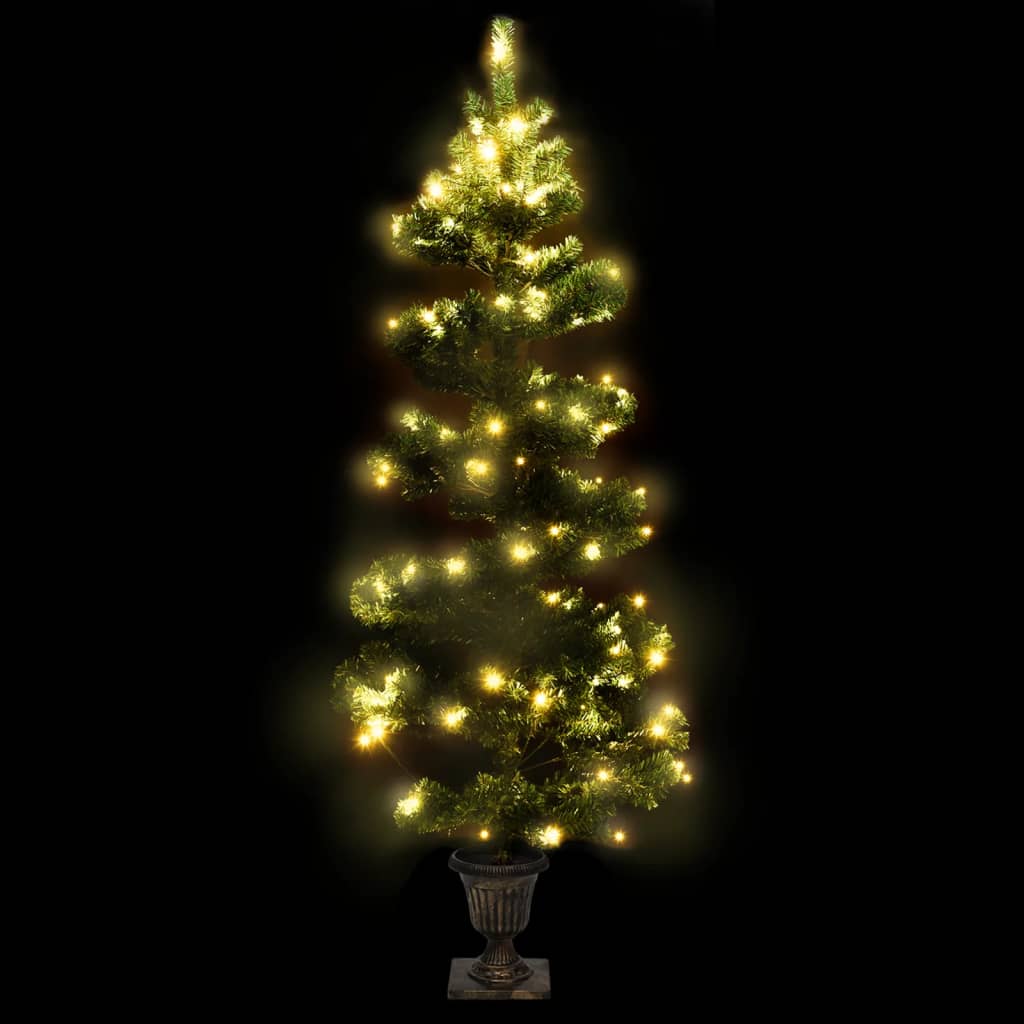 Kunstkerstboom met verlichting en pot 120 cm PVC groen