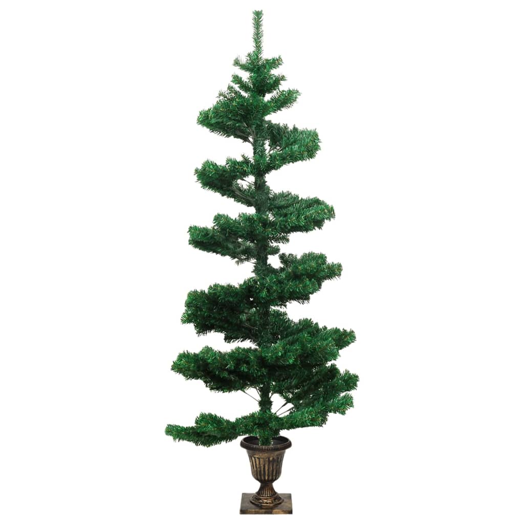 Kunstkerstboom met verlichting en pot 120 cm PVC groen