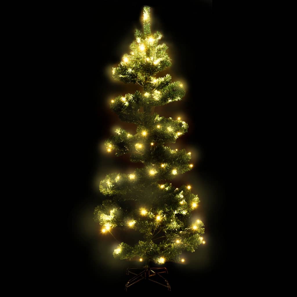 Kunstkerstboom met verlichting en standaard 150 cm PVC groen