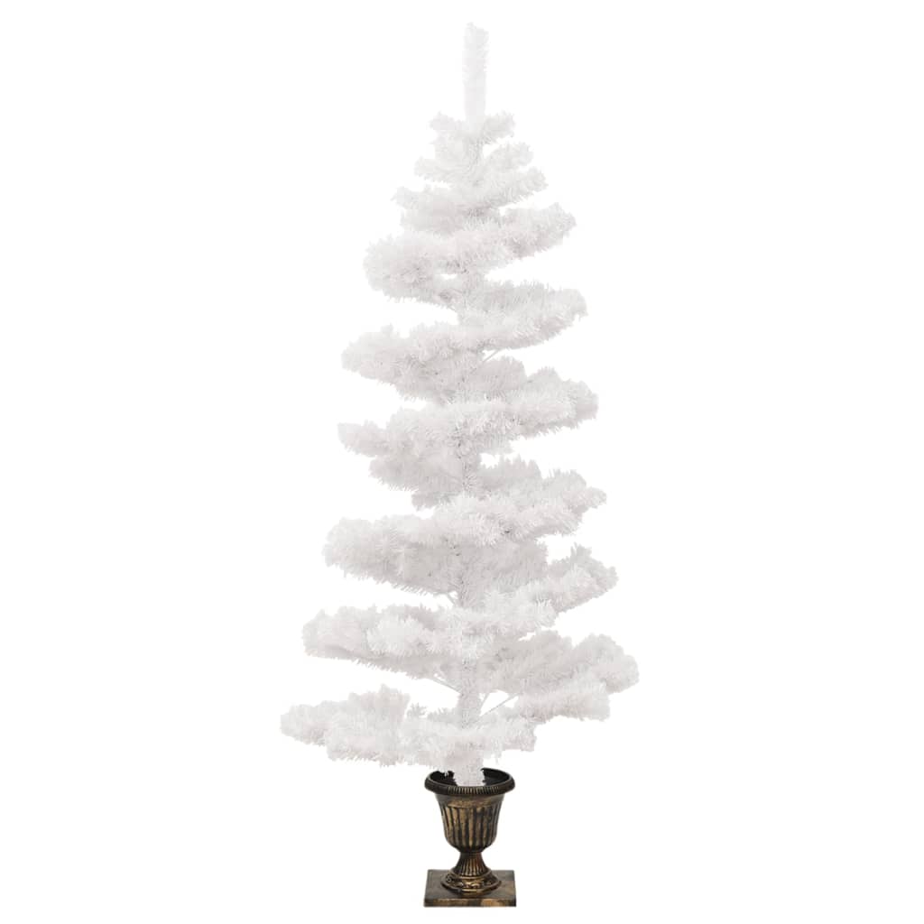 Kunstkerstboom met verlichting en pot 120 cm PVC wit