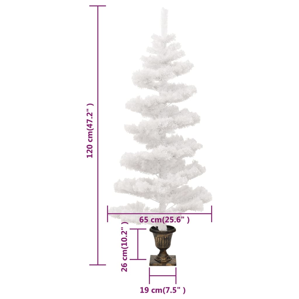 Kunstkerstboom met verlichting en pot 120 cm PVC wit