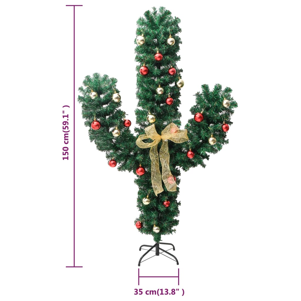 Kerstcactus met standaard en LED's 150 cm PVC groen