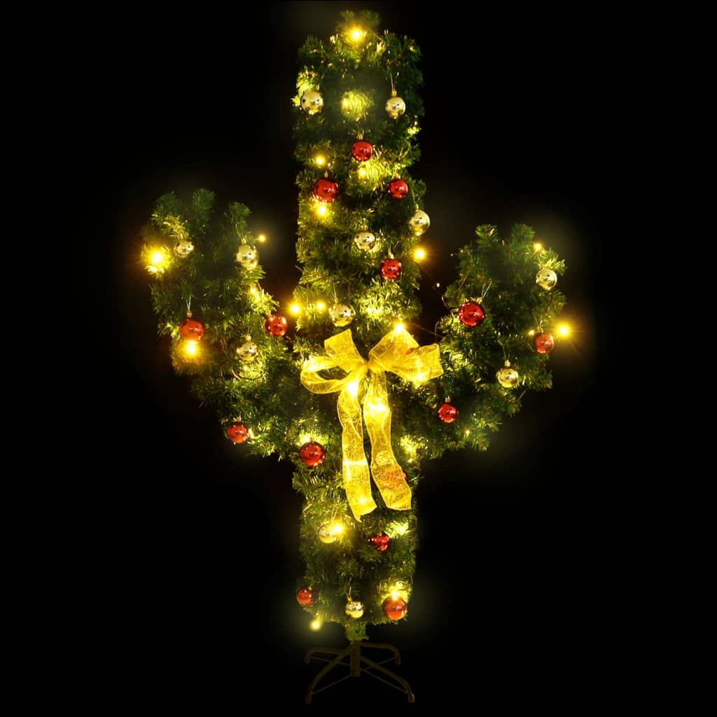 Kerstcactus met standaard en LED's 180 cm PVC groen