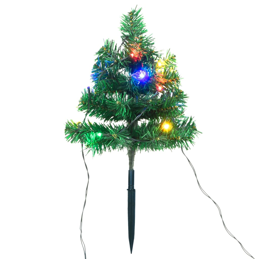 Tuinpadkerstbomen 6 st met meerkleurige LED's 45 cm PVC