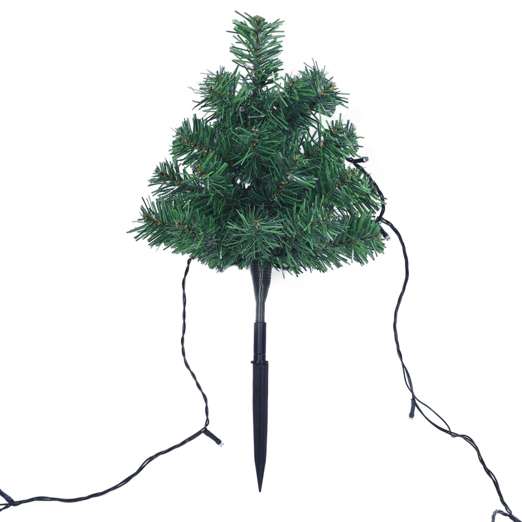 Tuinpadkerstbomen 6 st met meerkleurige LED's 45 cm PVC