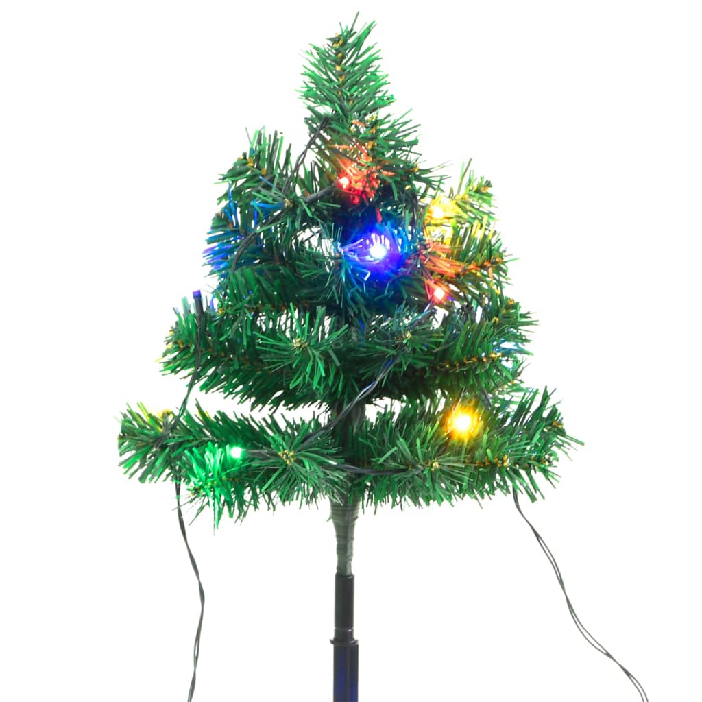 Tuinpadkerstbomen 6 st met meerkleurige LED's 45 cm PVC