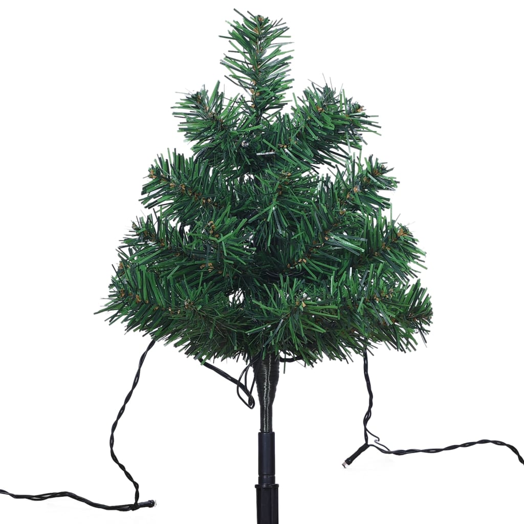 Tuinpadkerstbomen 6 st met meerkleurige LED's 45 cm PVC