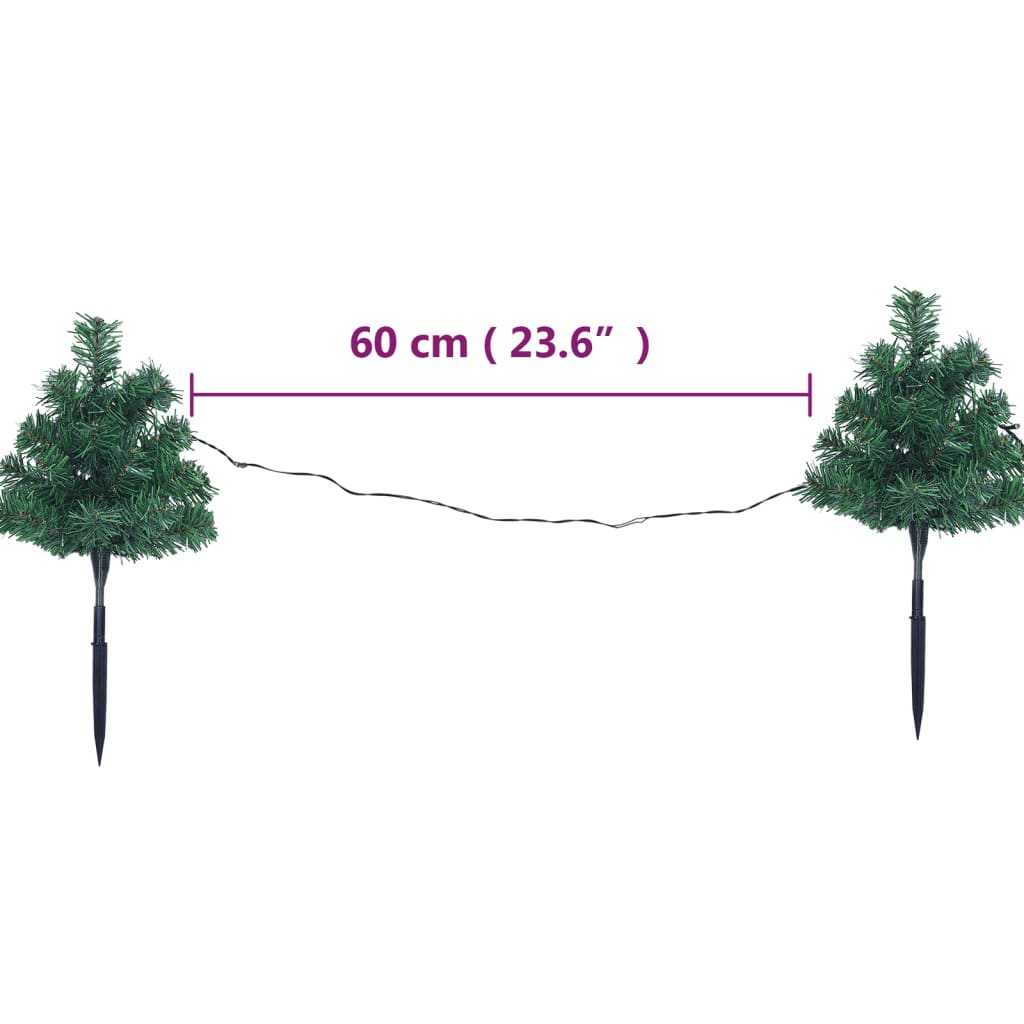 Tuinpadkerstbomen 6 st met meerkleurige LED's 45 cm PVC