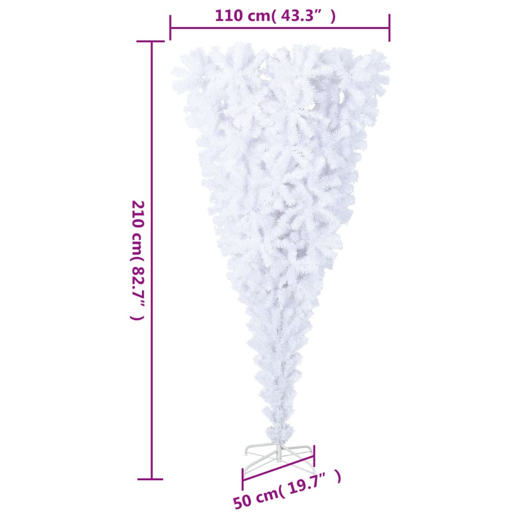 Kunstkerstboom met standaard omgekeerd 210 cm wit