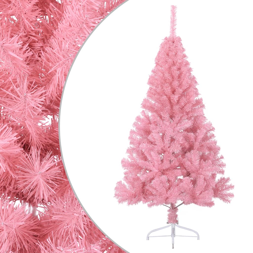 Kunstkerstboom met standaard half 120 cm PVC roze