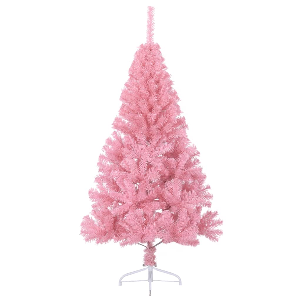 Kunstkerstboom met standaard half 120 cm PVC roze