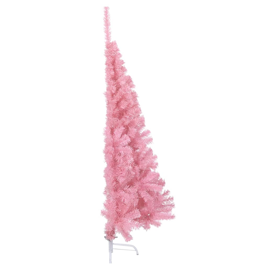 Kunstkerstboom met standaard half 120 cm PVC roze