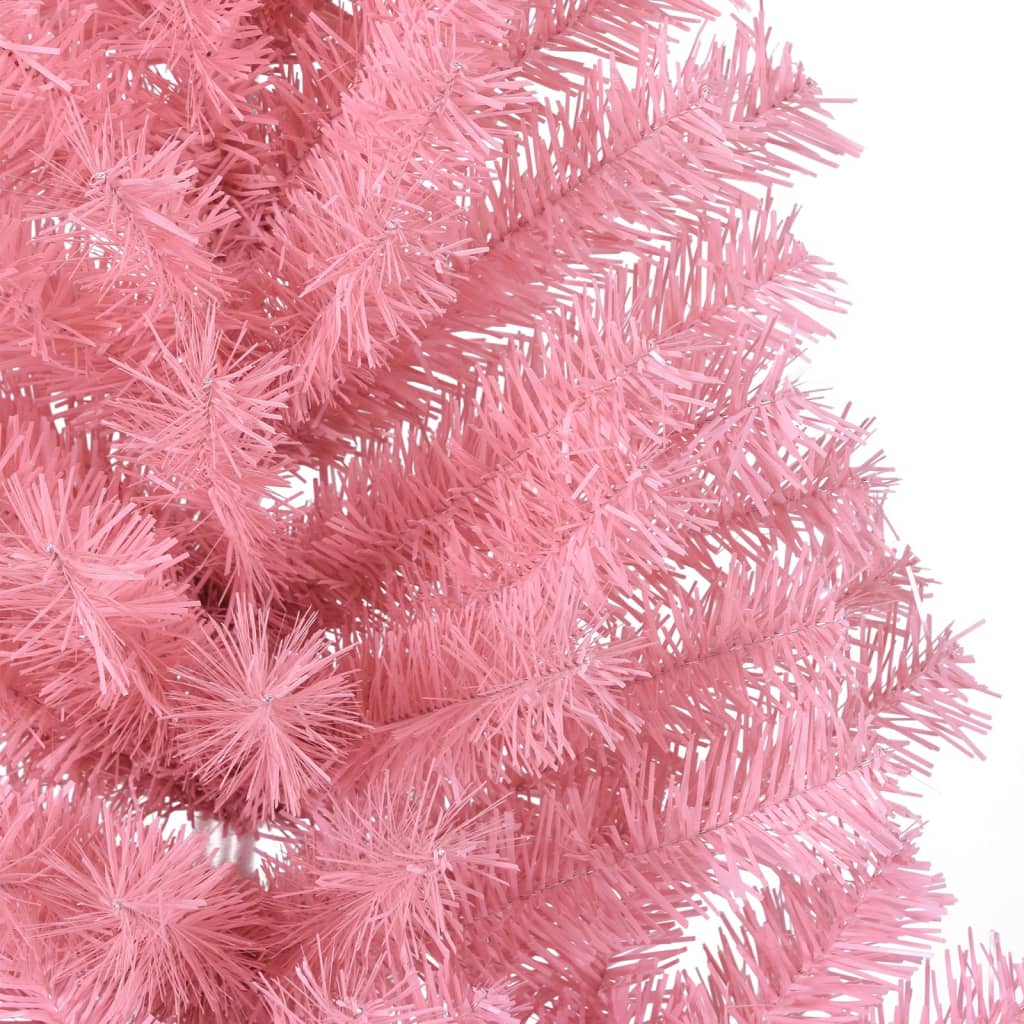 Kunstkerstboom met standaard half 120 cm PVC roze