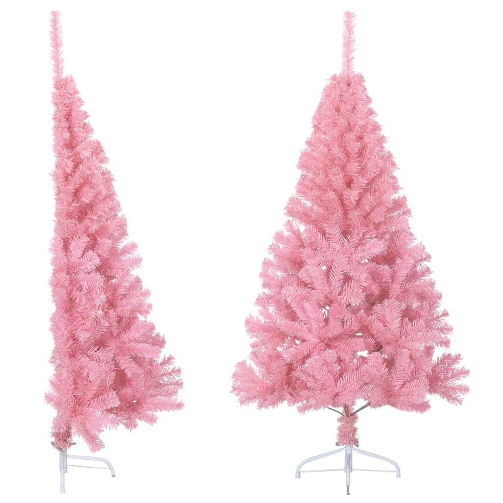 Kunstkerstboom met standaard half 150 cm PVC roze