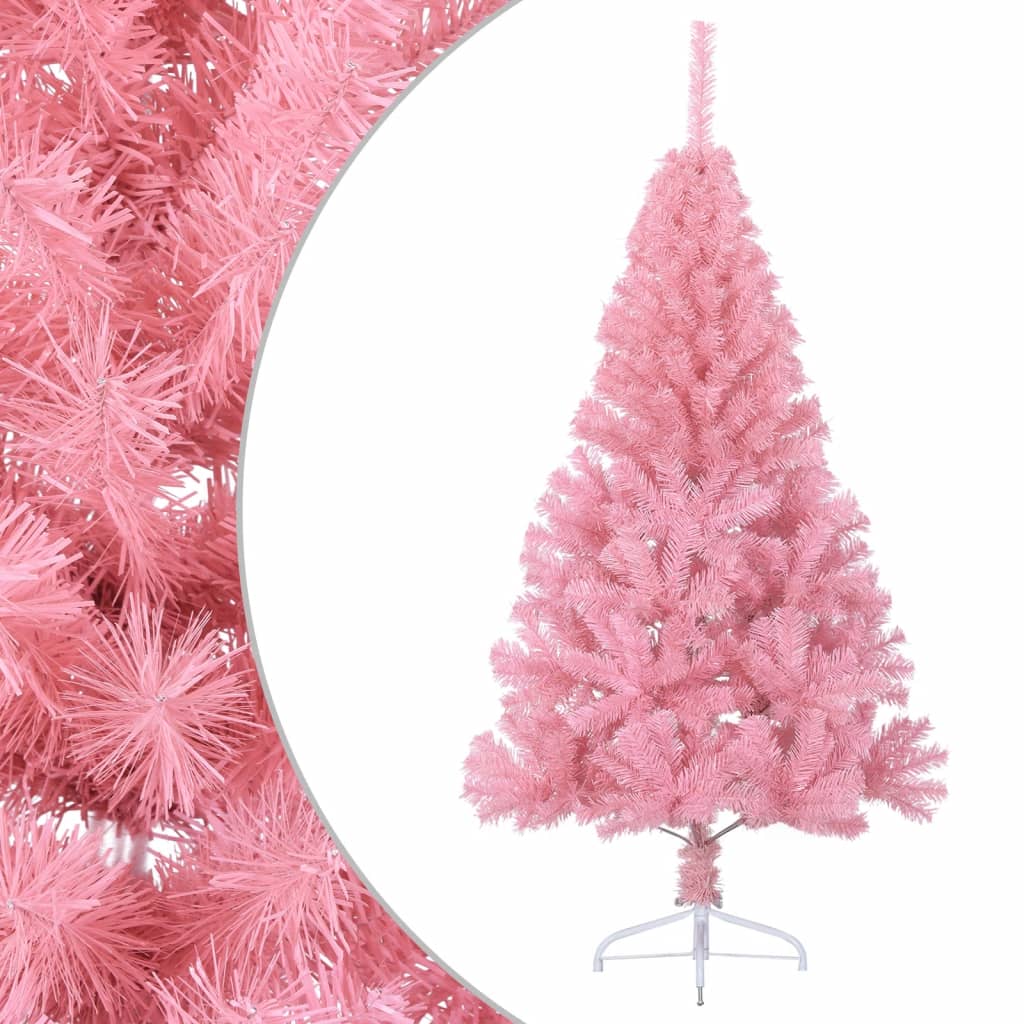 Kunstkerstboom met standaard half 150 cm PVC roze