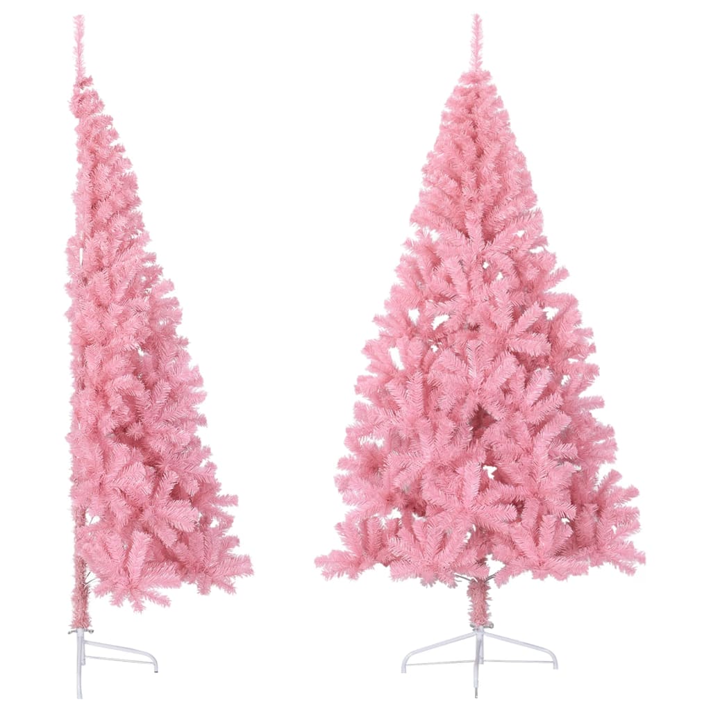 Kunstkerstboom met standaard half 180 cm PVC roze