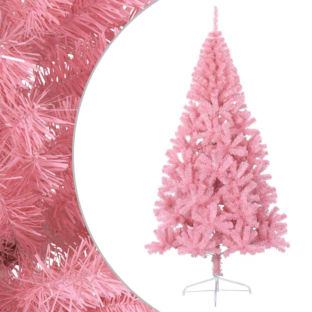 Kunstkerstboom met standaard half 180 cm PVC roze